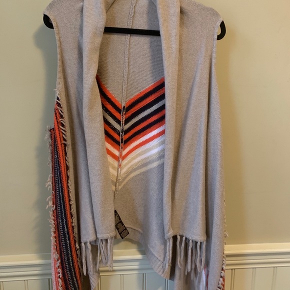 Ella Moss Deva Vest Fringe Tribal Knit Cardigan XS - Picture 6 of 14